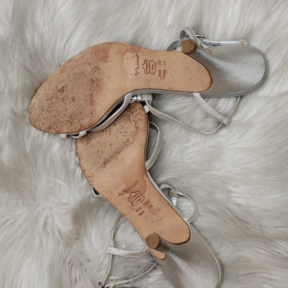 Nina High Heel Sandals Rhinestone Glitter t-strap silver 9M - Picture 7 of 10